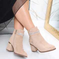 Botine dama Bej din Piele Ecologica Rafica, 36