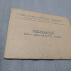 CARNET DELEGATIE SFATUL POPULAR HUNEDOARA COMITETUL EXECUTIV 1964