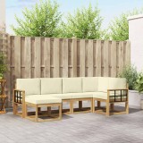 vidaXL Set de canapele de exterior 6 pcs Alb și crem Poliester 3387884