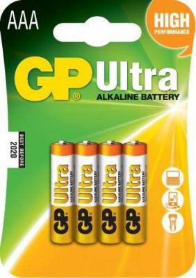 Baterii alcaline R3 AAA 4buc/blister Ultra GP foto