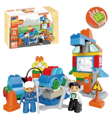 Set cuburi constructie Atelier de reparatii, 59 piese foto
