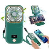 Ventilator portabil flippy, 3 in 1, de mana, de gat, de birou, 16.7 x 8 x 1.9 cm, 3 trepte de viteza, incarcare usb, pliabil, afisaj digital, suport t