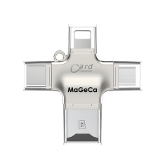 Cititor de carduri MaGeCa® cu adaptor 4 in 1, MicroSD la USB 3.0/Lightning/Type-C/Micro-USB, Compatibil cu iOS/Android/Windows, Transfer foarte rapid