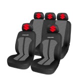 Set Huse Scaune Universale Premium Carguard Personalizate cu Suzuki &ndash; Negru/Gri