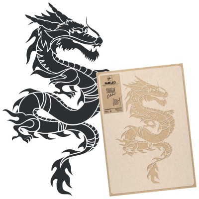 Șablon din plastic reutilizabil // DRAGON CHINEZESC - ORIENTAL - MARE (59x95cm) foto