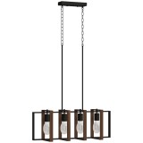 HOMCOM Candelabru Suspendat Rustic cu 4 Cadre Rotative și Lanț Regulabil, 80x21x90-130 cm, Negru și Nuc | Aosom Romania