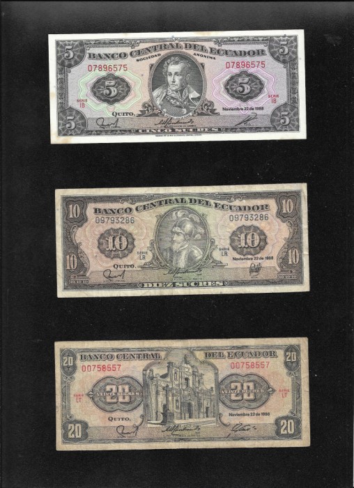 Set Ecuador 5 + 10 + 20 sucres