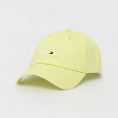 Tommy Jeans șapcă de baseball din bumbac culoarea galben, cu imprimeu