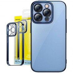 Baseus Glitter Transparent Case and Tempered Glass set for iPhone 14 Pro (blue)