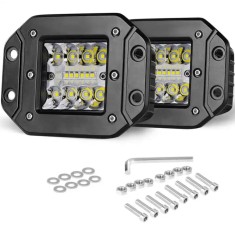 Set 2 Proiectoare auto LED 48W, 14LED 3 randuri 12 24V, aluminiu