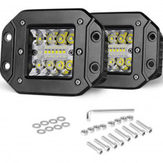 Set 2 Proiectoare auto LED 48W, 14LED 3 randuri 12 24V, aluminiu