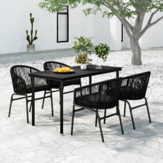 vidaXL Set de servit masa pentru grădină, 5 piese, negru 3099223