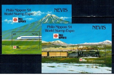 Nevis 1991 - Locomotive, trenuri, colite neuzate foto