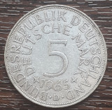 (A856) MONEDA DIN ARGINT GERMANIA - 5 MARK 1965, LIT D, 11,2 GRAME. PURITATE 625, Europa