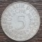 (A856) MONEDA DIN ARGINT GERMANIA - 5 MARK 1965, LIT D, 11,2 GRAME. PURITATE 625