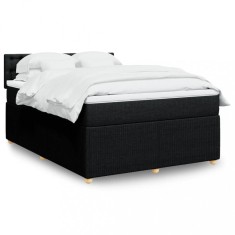 vidaXL Pat box spring cu saltea, negru, 140x190 cm, textil 3287467