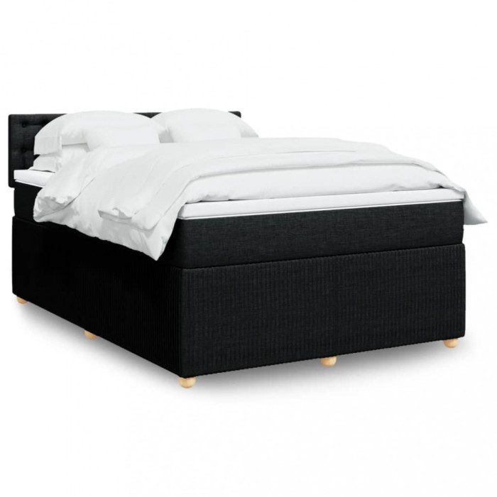 vidaXL Pat box spring cu saltea, negru, 140x190 cm, textil 3287467