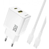 Incarcator Retea Cu Cablu USB-C Dudao A27Max, 35W, 1 x USB-A - 1 x USB-C, Alb