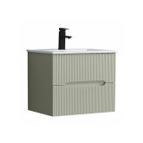 Trent 60 dulap de baie inferior cu chiuvetă ceramică 2 sertare, verde