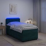 Cumpara ieftin Pat boxspring cu saltea Verde inchis 90 x 200 cm Catifea