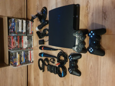 Playstation 3 slim nemodat cu 46 de jocuri originale ?i accesorii! foto