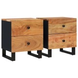 Cumpara ieftin Noptiere, 2 buc., 40x33x46 cm, lemn masiv de acacia