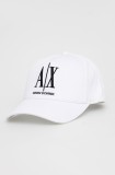 Armani Exchange Căciulă culoarea alb, cu imprimeu