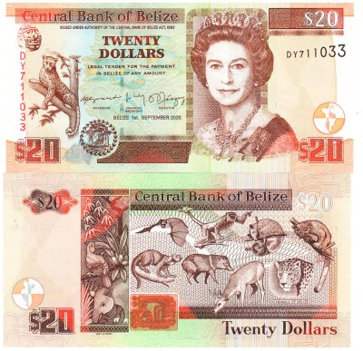 Belize 20 Dolari 2020 P-69g UNC foto