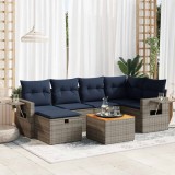 Gossi set canapele de gradina, 7 piese, cu perne, gri, poliratan