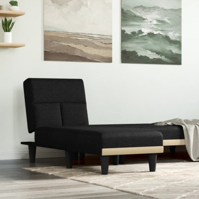 vidaXL Șezlong, negru, material textil foto
