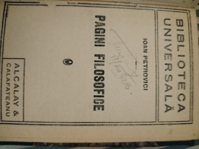 Ioan Petrovici Pagini Filosofice, ed. princeps foto