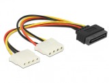 Cablu alimentare SATA la 2 x Molex T-M, Delock 65159