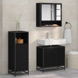Cumpara ieftin Set de mobilier pentru baie 3 buc. Stejar Negru 65 x 33 x 60 cm