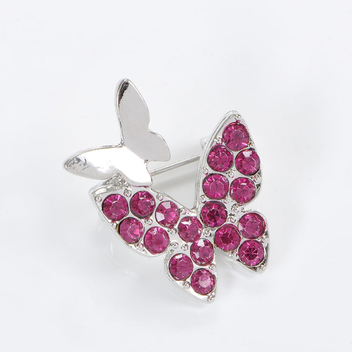 Brosa martisor fluturi cu pietre roz