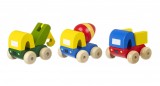Set 3 Camioane Lemn Orange Tree Toys, Betoniera, Basculanta, 12+ Luni, Baieti, FSC, Vopsele Apa, Jucarii Educative
