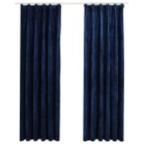 Cumpara ieftin Draperii opace 2 buc. albastru inchis 140x175cm catifea carlige