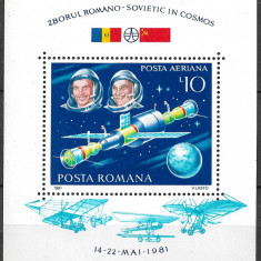 ROMÂNIA 1981 - LP 1032 - ZBORUL COMUN ÎN COSMOS ROMÂNO-SOVIETIC - COLIȚĂ MNH