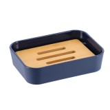 Săpuniera Plastic / Bambus Dreptunghi &ndash; Albastru