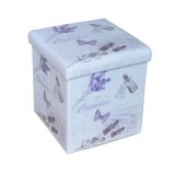 Taburete cu spatiu depozitare, Design, MDF/ Piele ecologica, 100 kg, 38 x 38, Lavanda multicolor