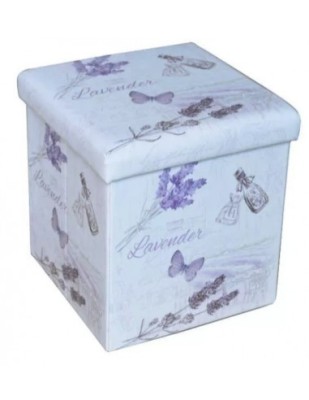 Taburete cu spatiu depozitare, Design, MDF/ Piele ecologica, 100 kg, 38 x 38, Lavanda multicolor foto