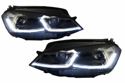 Faruri LED RHD compatibil cu VW Golf 7 VII (2012-2017) Facelift G7.5 R Line Look cu Semnal Dinamic HLVWG7FSRHD foto