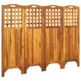 vidaXL Paravan de cameră cu 4 panouri, 161x2x120 cm, lemn masiv acacia