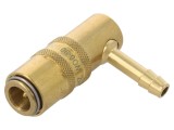 Conector rapid unghi 90&deg; cu supapă 10bar alamă