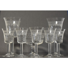 Pahare Baccarat din cristal incizat - Franta cca.1870 / Lichior - Vin - Cupa