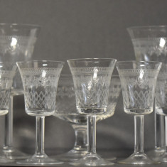 Pahare Baccarat din cristal incizat - Franta cca.1870 / Lichior - Vin - Cupa