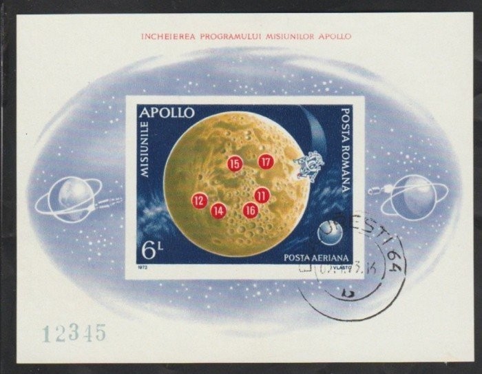 ROMANIA 1972 &ndash; INCHEIEREA PROGRAMULUI APOLLO, colita NDT, EW9