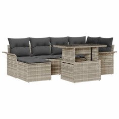 vidaXL Set de canapele pentru grădină 7 pcs Gri deschis Rattan poli 3357055
