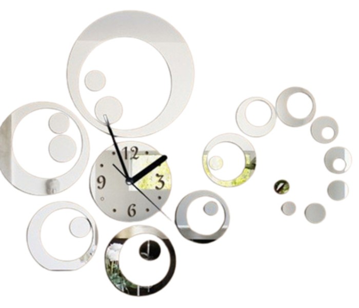 Ceas de perete Modern, Silentios, Sticla Acrilica, Adeziv 60cm x 45cm, Argintiu
