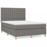 Cumpara ieftin Pat box spring cu saltea, gri inchis, 140x200 cm, textil