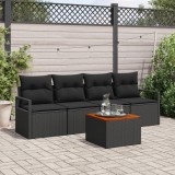 Gossi set de canapele pentru gradina cu 5 piese si perne negru poliratan acacia